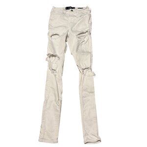 Hollister White High Rise Super Skinny Distressed Jeans Destroyed Rips Sz 0R